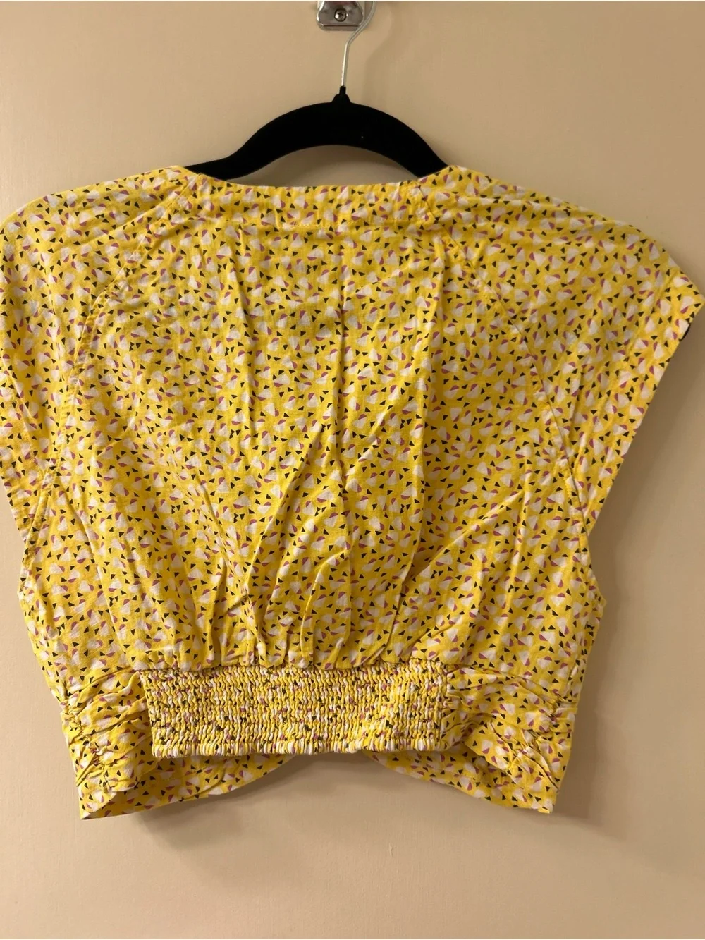 Free People Yellow Floral Ring-Detail Crop Top